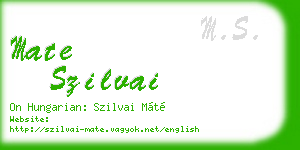 mate szilvai business card